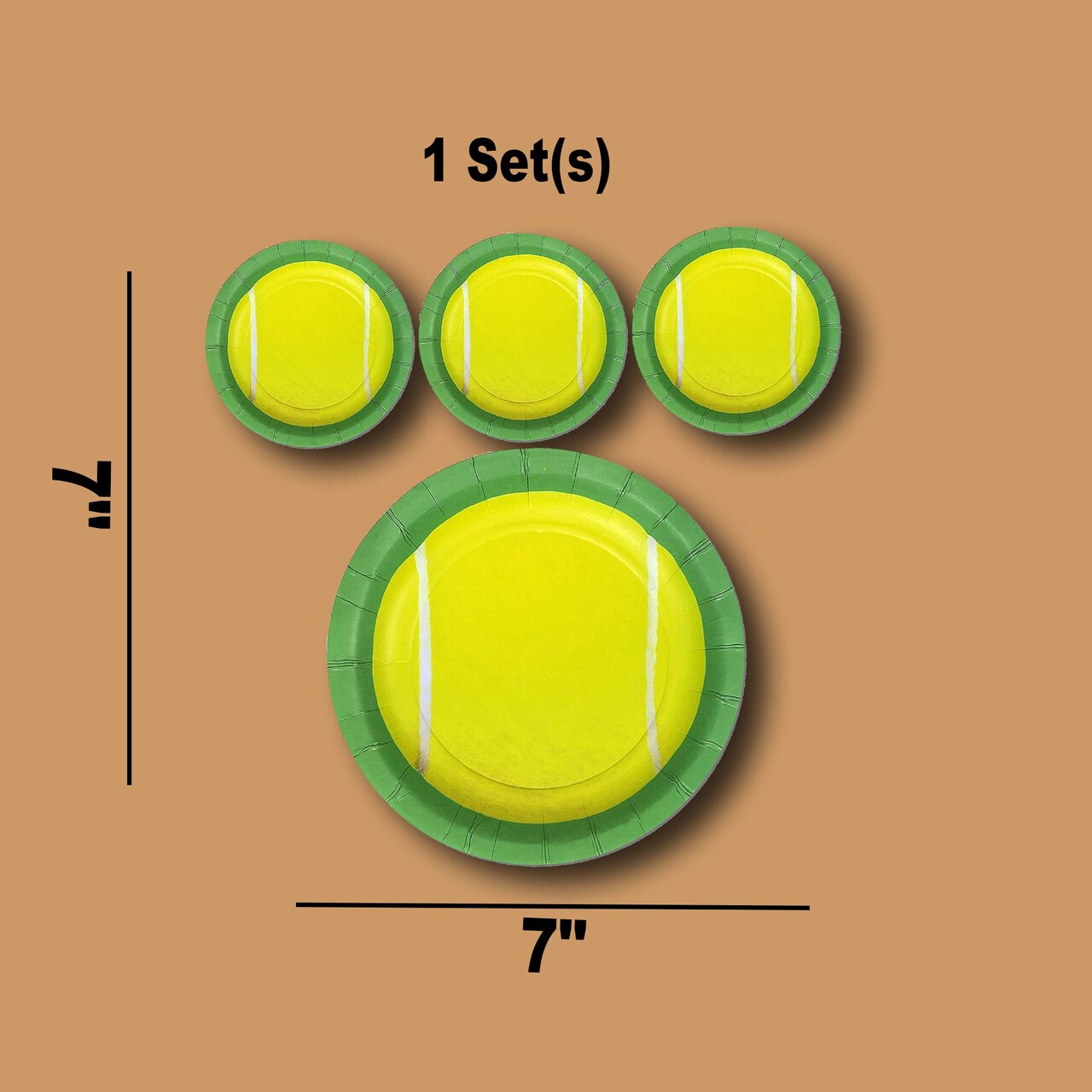 Havercamp Tennis Ball 7" Round Dessert Plates 24 Count Eco Friendly Party Plates